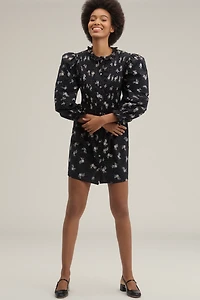 Lovaan Kitty Puff-Sleeve Mini Dress