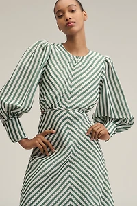 Lovaan Daisy Linen-Silk Long-Sleeve Maxi Dress