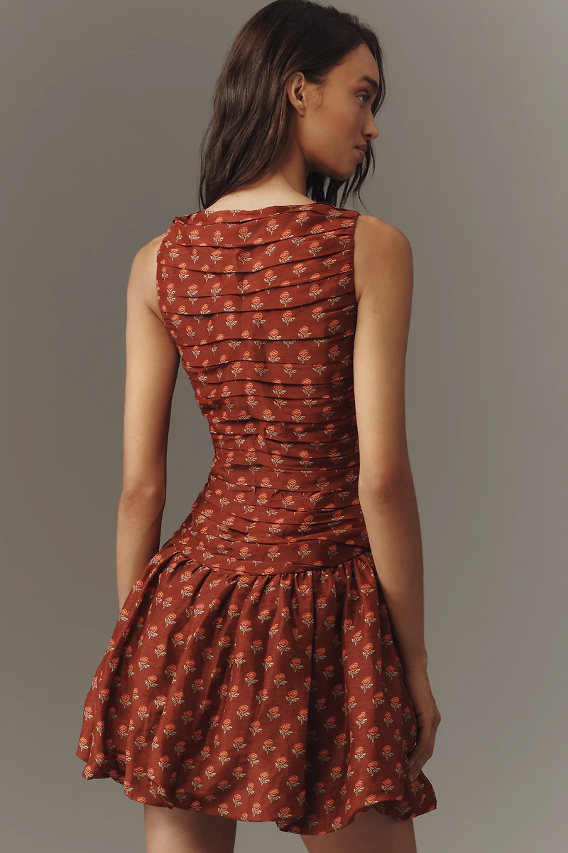 Lovaan Val Linen-Silk Blend Bubble Mini Dress