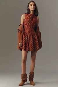 Lovaan Val Linen-Silk Blend Bubble Mini Dress