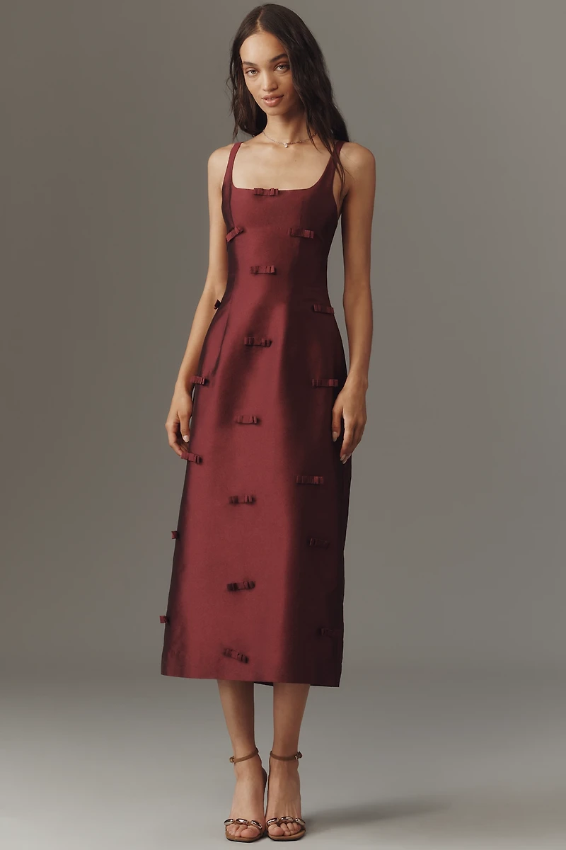 Lovaan Camilla Bow-Embellished Midi Dress