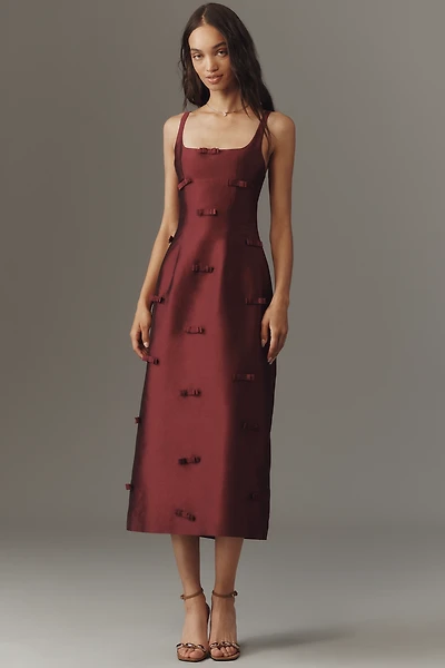Lovaan Camilla Bow-Embellished Midi Dress