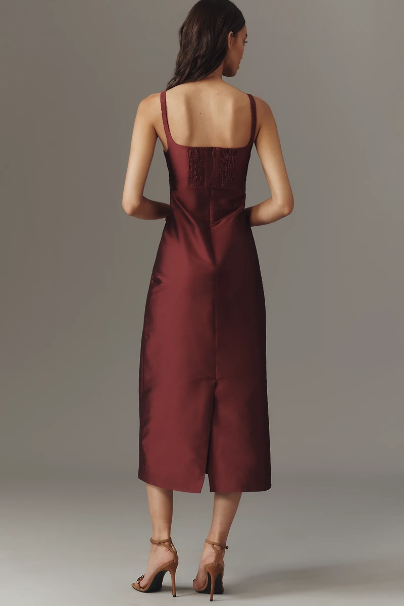 Lovaan Camilla Bow-Embellished Midi Dress