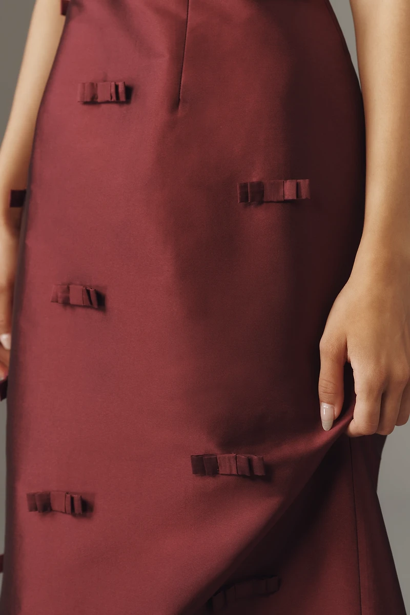 Lovaan Camilla Bow-Embellished Midi Dress