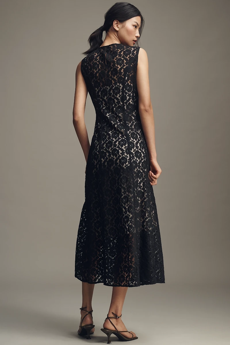 Lovaan Audrey Sleeveless Lace Midi Dress