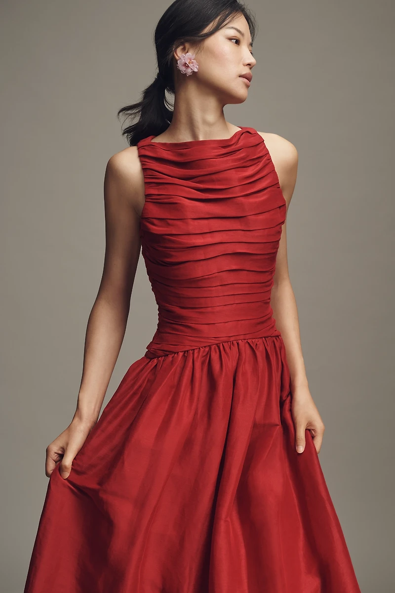 Lovaan Pleated Midi Dress