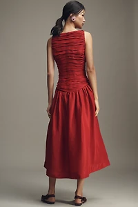 Lovaan Pleated Midi Dress