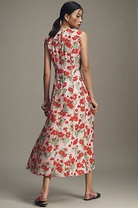 Lovaan Pollyanna Linen Silk Blend Sleeveless Midi Dress