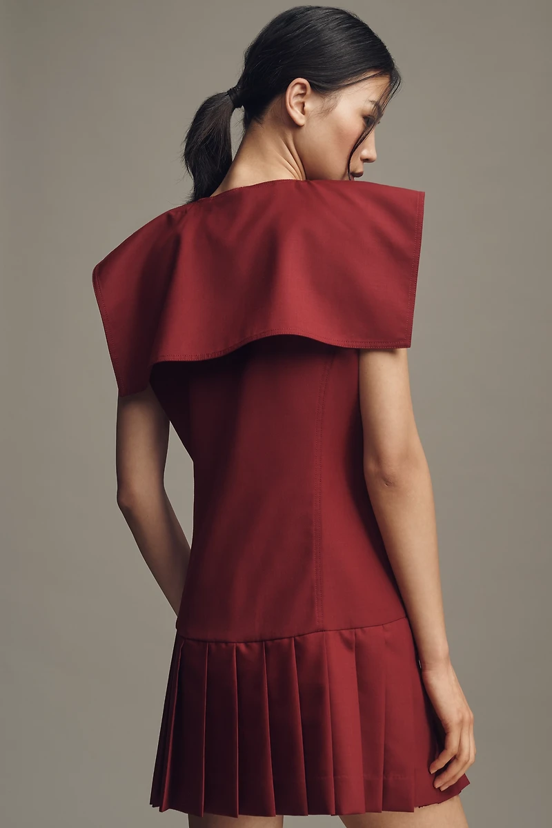Lovaan Elly Pleated Wool Blend Mini Dress