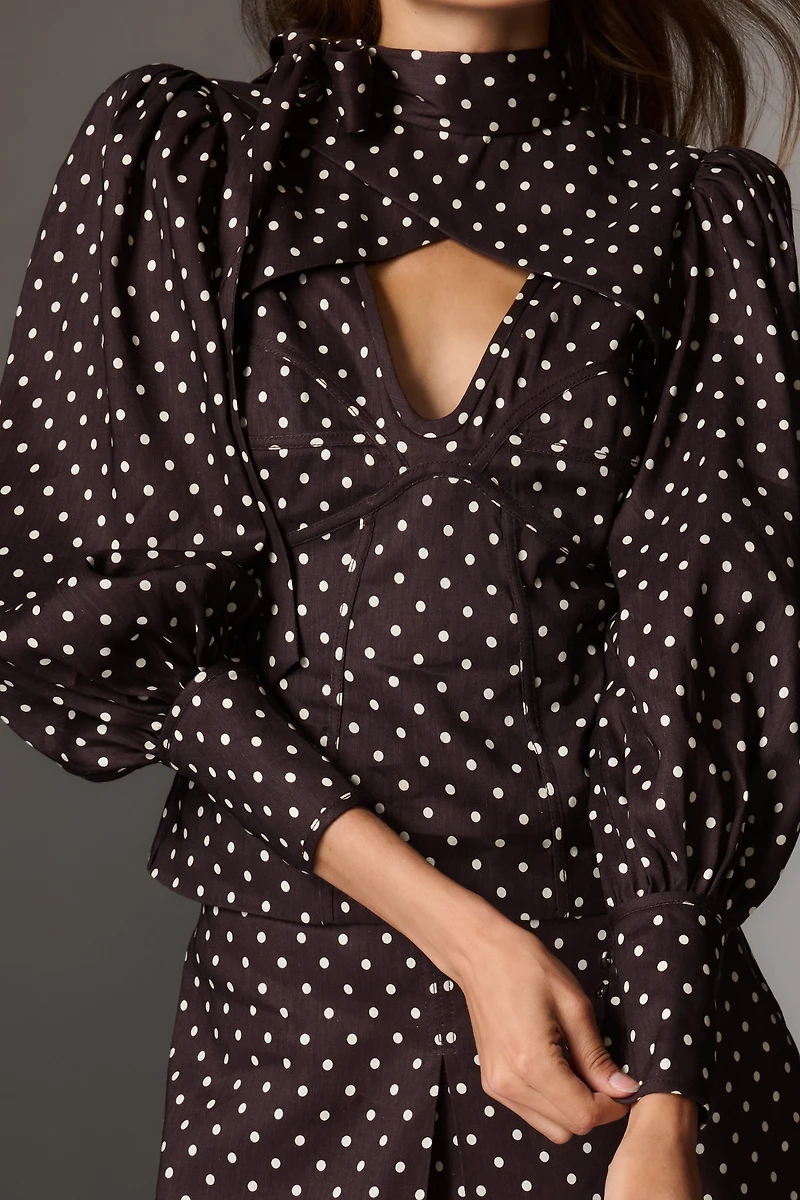 Lovaan Danielle Linen Blend Long-Sleeve Blouse