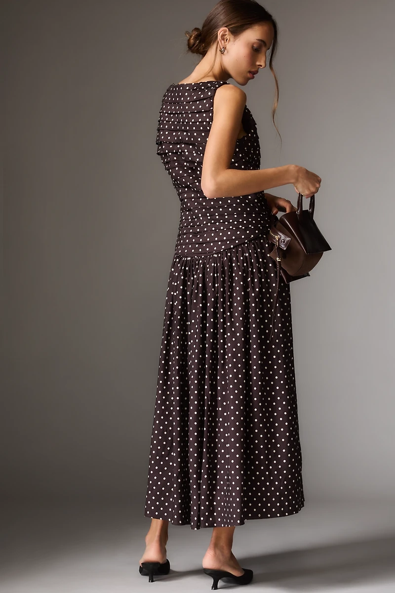 Lovaan Val Linen Blend Boat-Neck Midi Dress