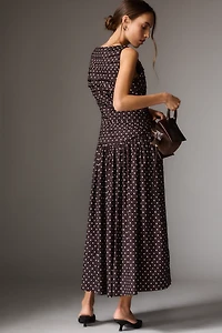 Lovaan Val Linen Blend Boat-Neck Midi Dress