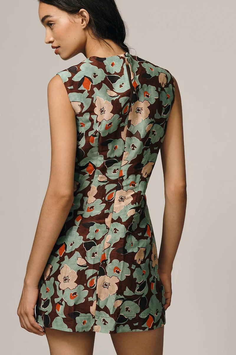 Lovaan Harper Linen-Silk Sleeveless Mini Dress