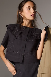 Lovaan Mary Linen Short-Sleeve Top