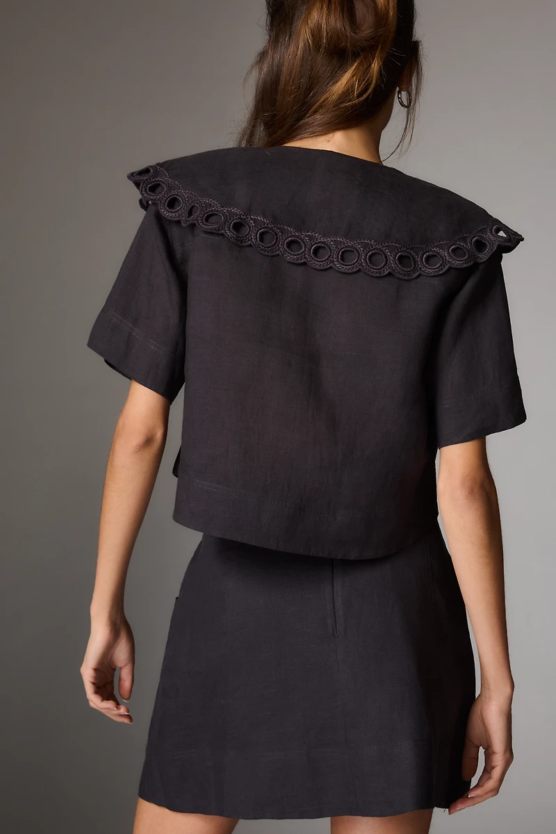 Lovaan Mary Linen Short-Sleeve Top