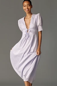 Lovaan Boehm Short-Sleeve Cotton Midi Dress