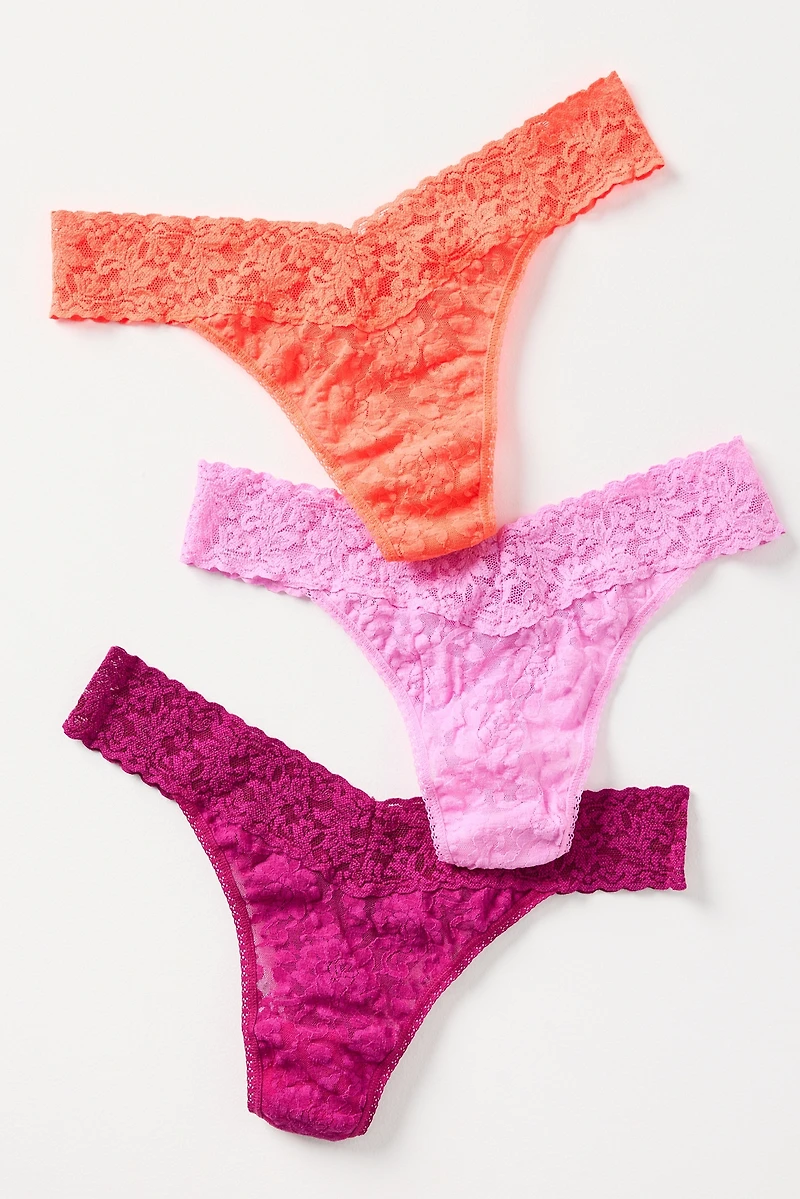 Hanky Panky Signature Lace Original Rise Thongs, Set of 3