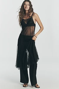 LyreBird Sheer Seamed Midi Dress