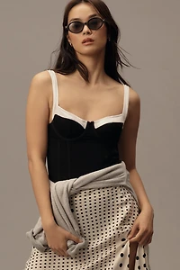 By Anthropologie Sheer Contrast Bodysuit