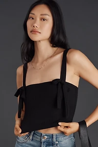 By Anthropologie Ribbed Bow Knit Tank Top