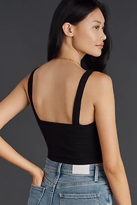 By Anthropologie Ribbed Bow Knit Tank Top