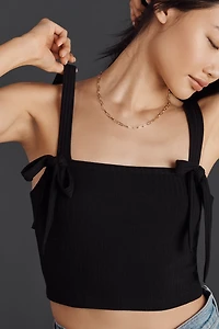By Anthropologie Ribbed Bow Knit Tank Top