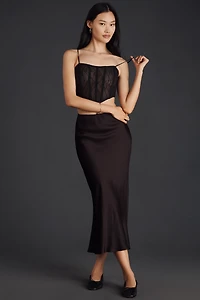 By Anthropologie Sheer Mesh Corset Top