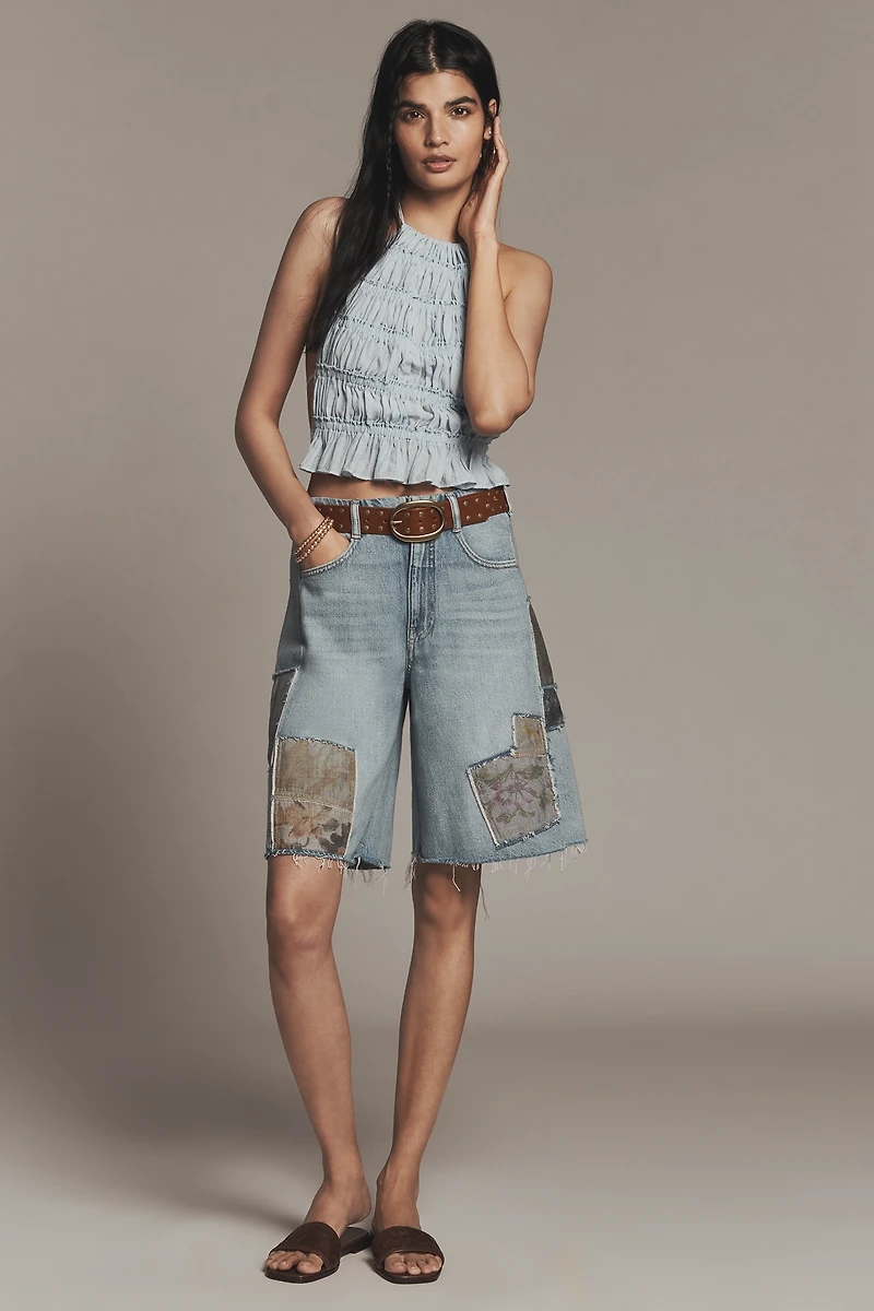 By Anthropologie Halter Tie-Back Ruched Tank