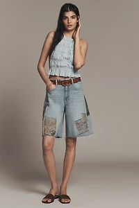 By Anthropologie Halter Tie-Back Ruched Tank