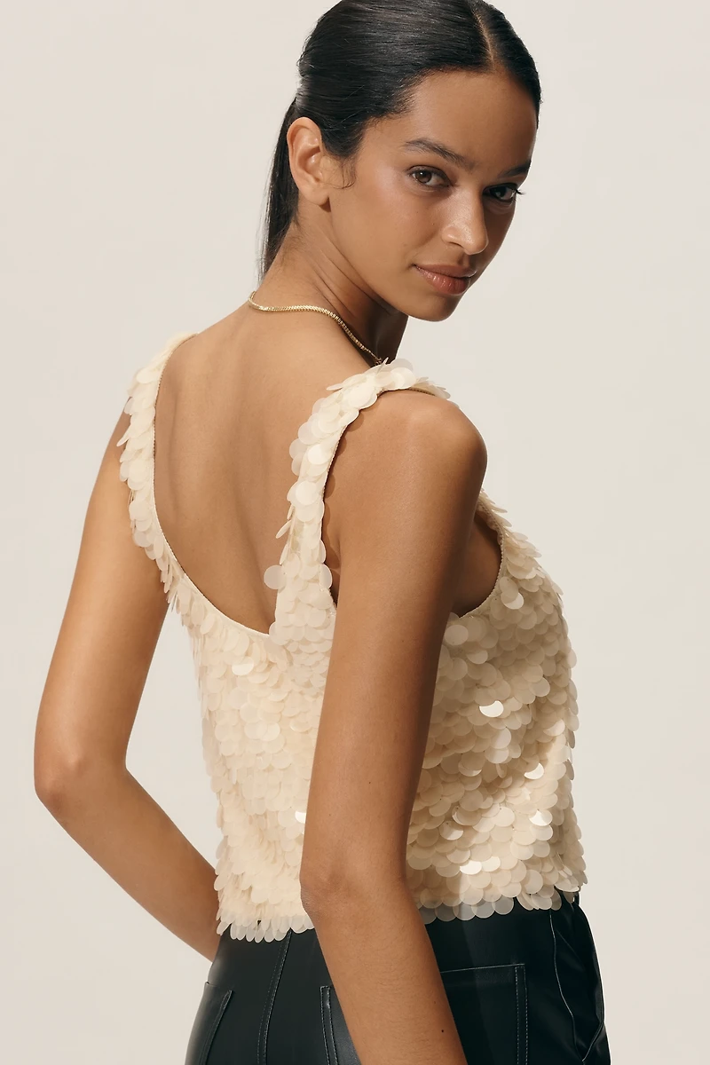 LyreBird Scoop-Neck Paillette Tank Top