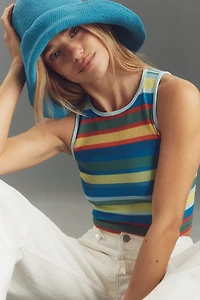 The Reegan Crew-Neck Crop Racerback Seamless Tank Top: Striped Edition