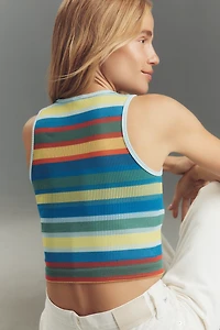 The Reegan Crew-Neck Crop Racerback Seamless Tank Top: Striped Edition