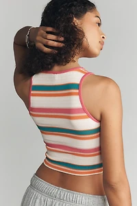 The Reegan Crew-Neck Crop Racerback Seamless Tank Top: Striped Edition