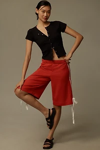By Anthropologie Short-Sleeve Button-Front Knit Top