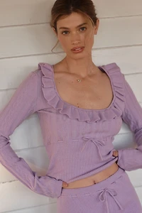 LyreBird Long-Sleeve Ribbed Sweater Top