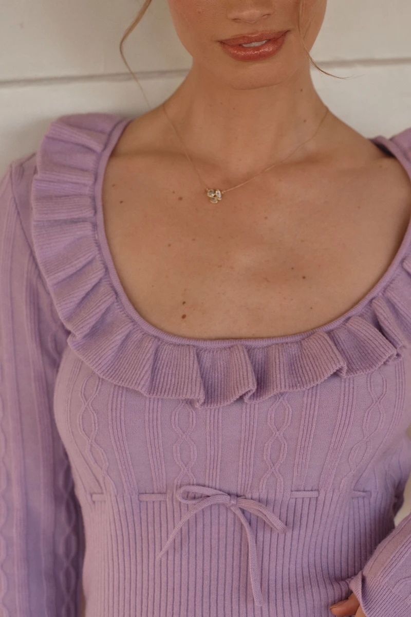 LyreBird Long-Sleeve Ribbed Sweater Top