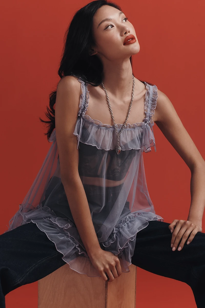 LyreBird Sheer Ruffle Babydoll Chemise