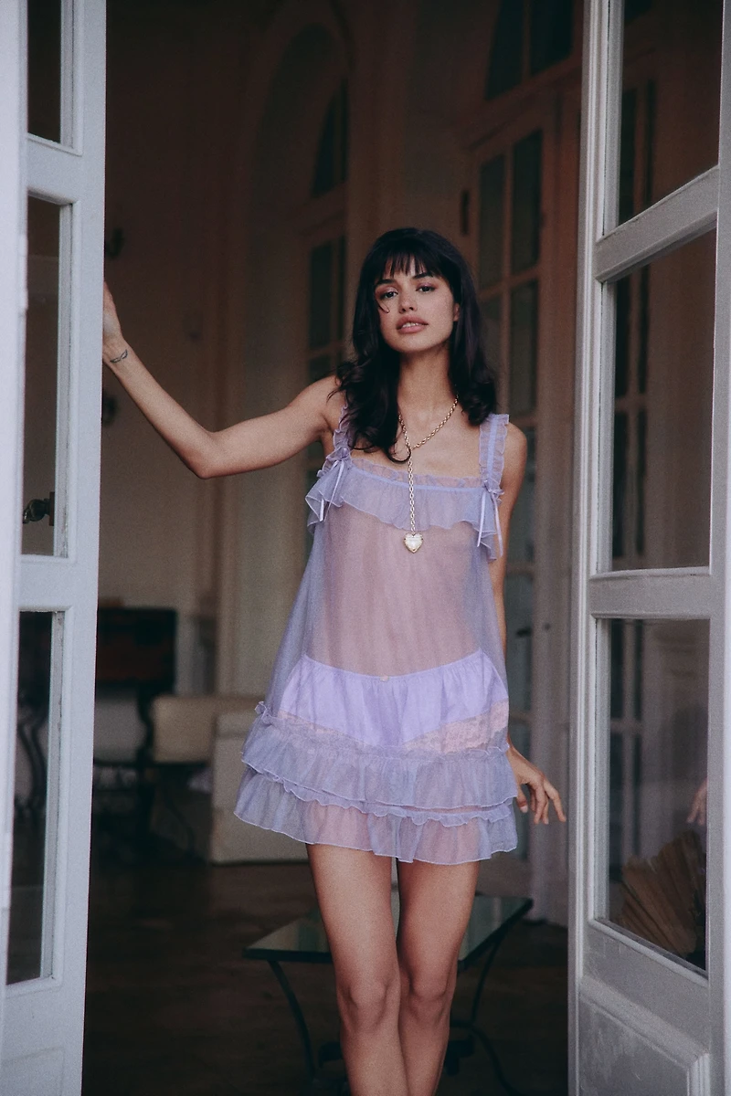 LyreBird Sheer Ruffle Babydoll Chemise