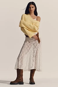 By Anthropologie Lace Godet Maxi Slip Dress