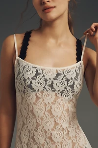 By Anthropologie Lace Godet Maxi Slip Dress