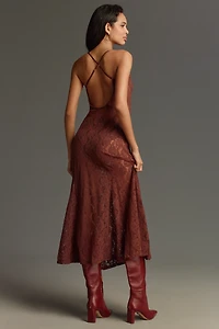 By Anthropologie Lace Godet Maxi Slip Dress