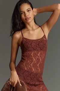 By Anthropologie Lace Godet Maxi Slip Dress