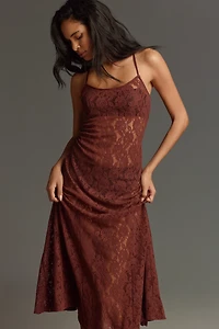 By Anthropologie Lace Godet Maxi Slip Dress