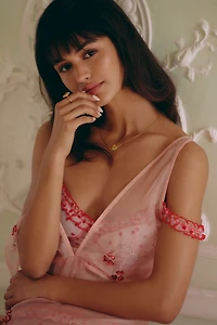 LyreBird Sheer Plunge-Neck Chemise