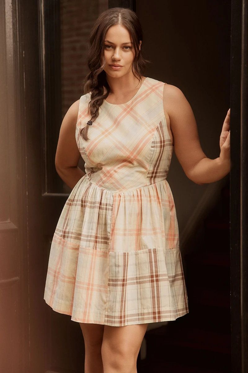 LyreBird Sleeveless Plaid Nap Mini Dress
