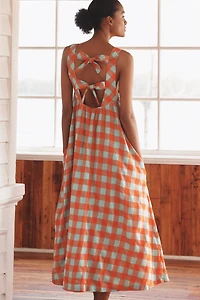 By Anthropologie Tie-Back Midi Apron Nap Dress