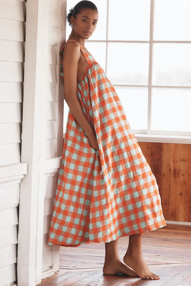 By Anthropologie Tie-Back Midi Apron Nap Dress