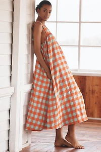 By Anthropologie Tie-Back Midi Apron Nap Dress