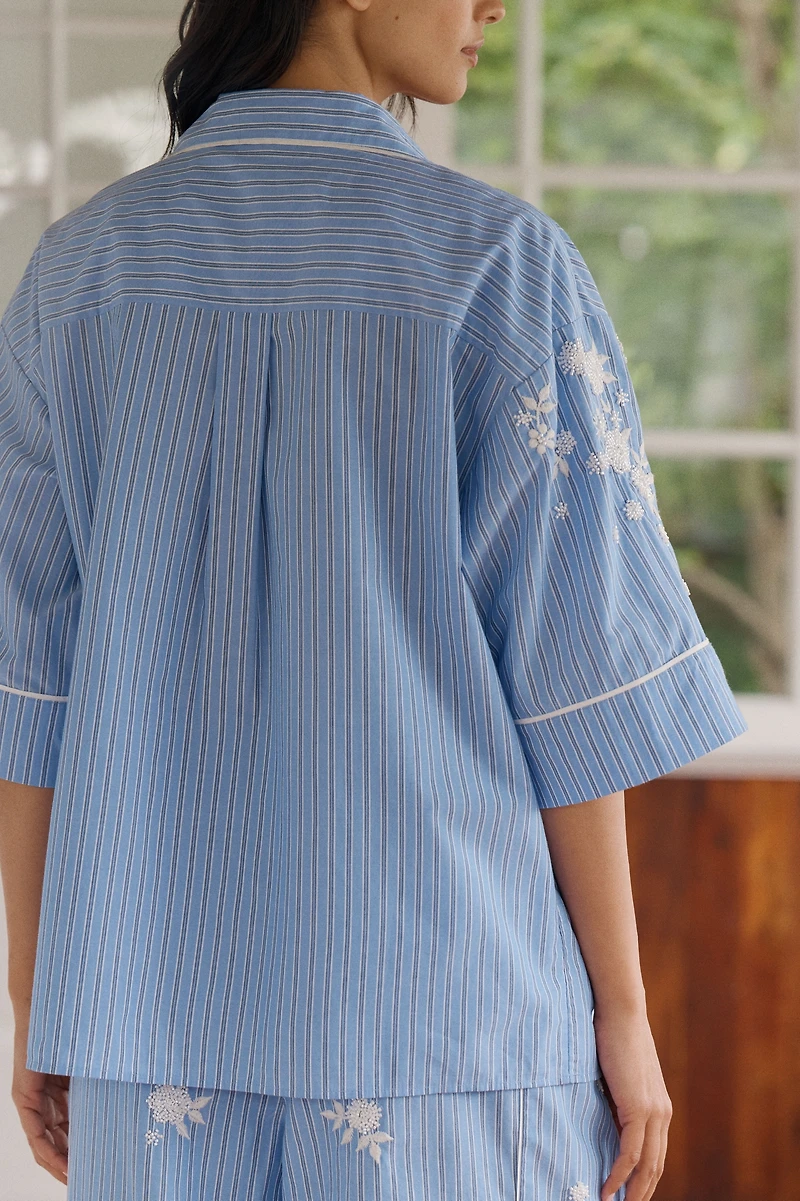 LyreBird Cotton Embellished Buttondown Top