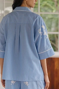 LyreBird Cotton Embellished Buttondown Top